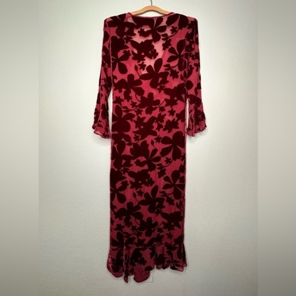 Soma Women's Silk Blend Red Wine Velvet Robe- Sz 0/1‎ (Small) - Picture 2 of 12
